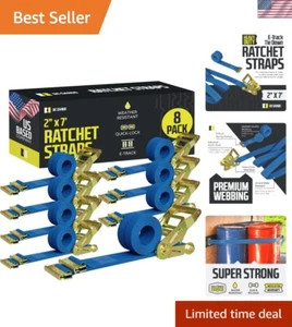 Pack of 8 E Track Ratchet Straps - 2"x7", Water-Resistant & UV-Proof for Trucks - Bild 1 von 10