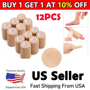 12 ROLLS Self Adhesive Bandage Wrap 2 Inch x 5 Yards, Cohesive Tape USA - Picture 1 of 11