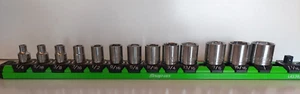 Blue-Point 13pc SAE Shallow Well 1/4"-1"  3/8" Dr  SOCKET SET, with Snap-On Rail - Picture 1 of 4