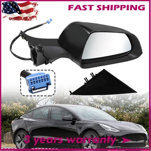 For Tesla Model 3 Black Right Passenger Side Mirror Heated Power Fold 2017-2023 - Picture 1 of 9