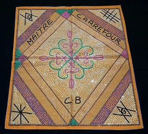 1980s Haitian Large Voodoo Flag "Maitre Carrefour" by Clotaire Bazile (Stea) - Picture 1 of 4
