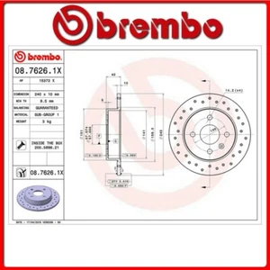 08.7626.1X#117 DISCO FRENO POSTERIORE SPORTIVO BREMBO XTRA OPEL MERIVA 1.6 64 Kw - Foto 1 di 1