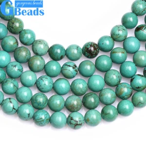 Cuentas espaciadoras redondas turquesa antiguas naturales vintage para hacer joyas 15" 6 mm 8 mm - Imagen 1 de 35