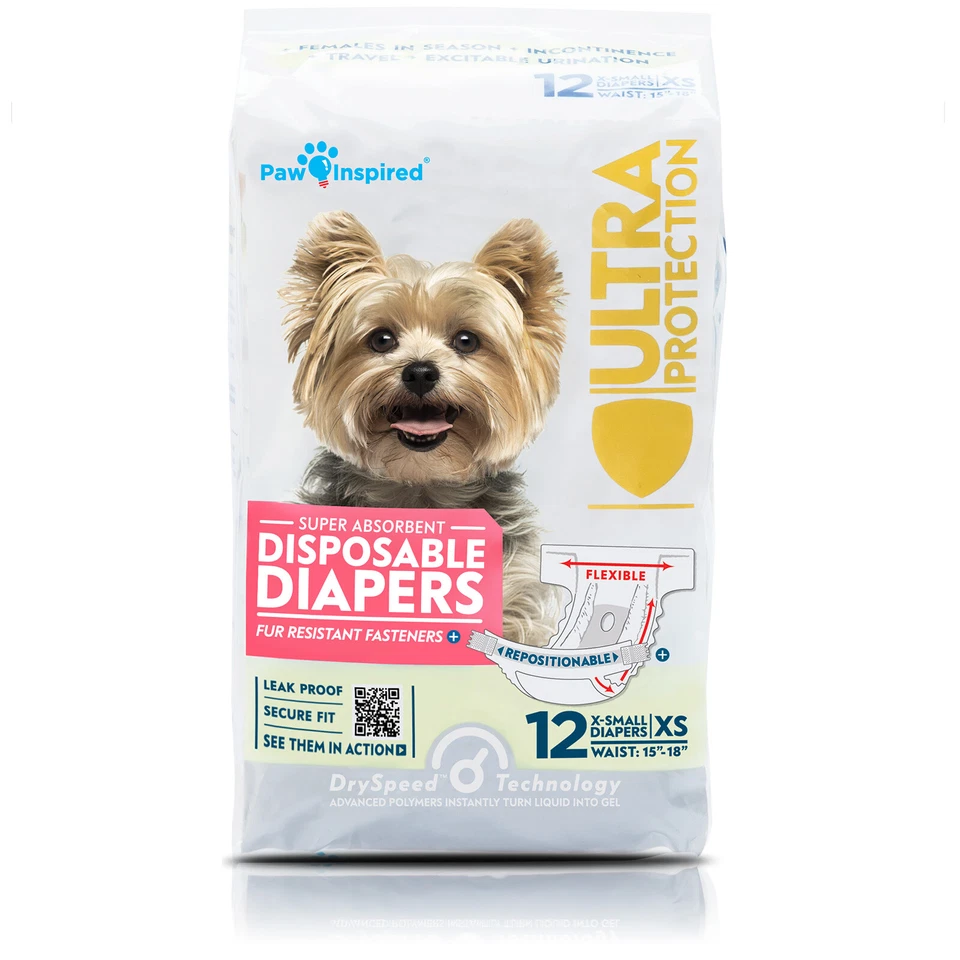 12ct Paw Inspired Dog Diapers Disposable for Female Doggie Puppy in Heat Period - Image 1 of 1