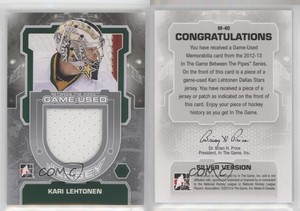 2012-13 ITG Between the Pipes Game-Used Jersey Silver /140 Kari Lehtonen #M-40