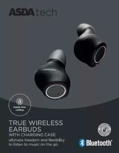 Asda Tech True Wireless Earbuds Bluetooth earphones Black - Picture 1 of 1