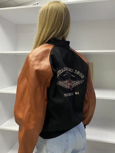 Chaqueta de cuero de motocicleta vintage para mujer Harley Davidson carreras - Imagen 1 de 12