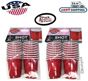 40PCS Mini Red Cups 2oz Plastic Shot Glasses Jelly Drink Party Disposable (2 PK) - Picture 1 of 13