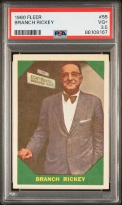 1960 Fleer Branch Rickey (JUST GRADED) PSA 3.5 VG+ 55 Brooklyn Dodgers Cardinals - Image 1 of 3