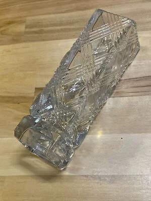 Jarrón cuadrado alto transparente vintage Avon por Fostoria 1980 patrón cruzado Foto 1 de 4