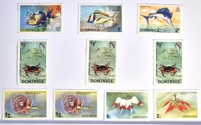 Granada Granadinas Fauna - FLORES DE PESCADO - Lote de estampillas trabajo mixto como nuevo en muy buen estado Foto 1 de 3