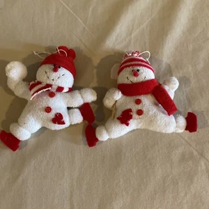 2 Stoff Schneemann Weihnachtsschmuck - Bild 1 von 6