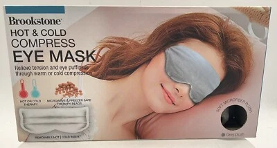 NUEVO Brookstone Máscara de Ojos de Compresión Fría y Caliente Microondas Congelador Cuentas de Terapia Seguras Foto 1 de 4