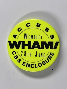 Wham Badge George Michael CBS Enclosure Original Last Concert 28th June 1986 - Imagen 1 de 12