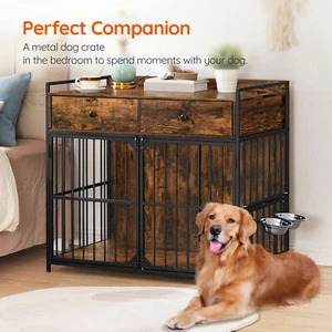 HOOBRO Dog Crate Furniture Dog Kennel Dog Cage End Table Double Doors Dog House - Picture 1 of 9