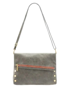 Hammitt VIP Small Pewter Brushed Pochette Crossbody Bag Grey Excellent - Picture 1 of 6