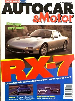 AUTOCAR MAGAZINE 27-NOV-91 - MVS Venturi 260, Mazda RX-7, Renault 21 Savanna GTX - Image 1 of 4