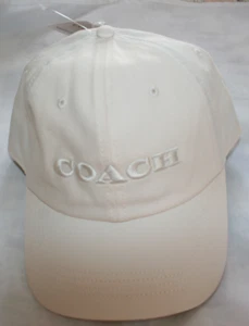 Coach Embroidered baseball Hat Chalk solid color ONE SIZE Adjustable Cotton NWT - Picture 1 of 4