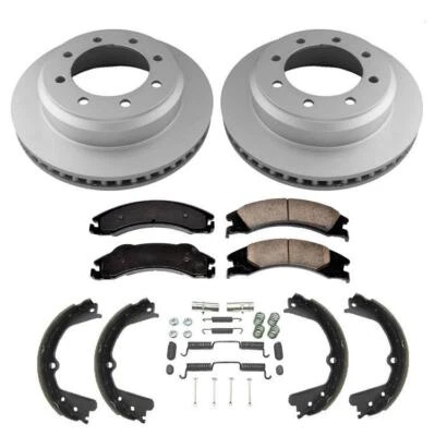 Rear Brake Rotors Pads Parking Shoes and Springs Fits Ford E150 E-150 2008-2014 - Image 1 of 4
