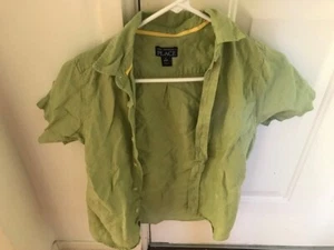Button-Up Boy's shirt, Green, Size S, Linen - Picture 1 of 5