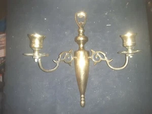Vintage Messingguss Metall Wandleuchter Wandbehang Kerzenhalter 10" - Bild 1 von 7