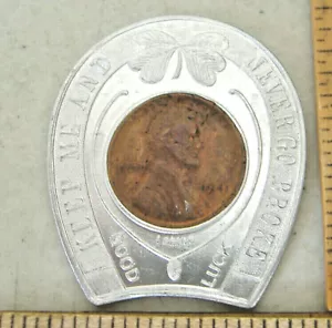 KEEP ME & NEVER GO BROKEN~DRINK DUQUESNE PILSNER~GOOD LUCK HUFEISEN~1941 PENNY~B - Bild 1 von 6