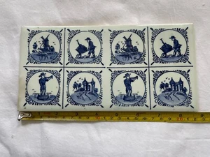 Porzellan blau & weiß rechteckige Fliese mit 8 Delfter Bildern - Bild 1 von 5
