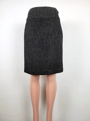 Falda lápiz Classiques Entier marrón profundo mezcla lana tweed frente plano talla 8 Foto 1 de 4