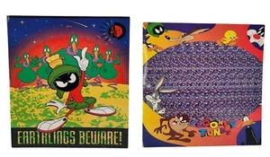 2 Vintage Looney Toons Pocket Folder Marvin the Martian & Magic Eye - Picture 1 of 12