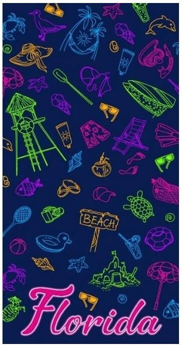 Toalla de playa 30"x60" Florida Beach Icon 100% algodón hecha en Brasil Foto 1 de 1