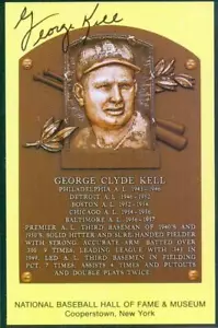 053, Original Autograph of George Kell (1), HOF Plaque Postcard, Detroit Tigers - Picture 1 of 3