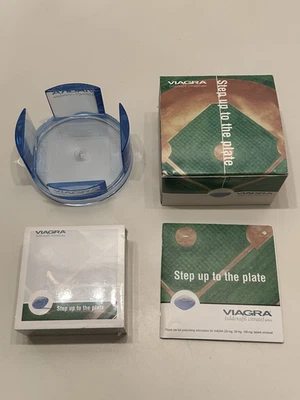 Drug Med Rep Viagra Step Up To The Plate Post It Pad And Blue Acrylic Holder NEW - Image 1 of 4