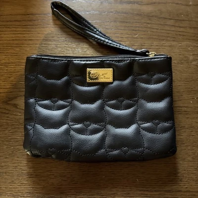 Bolso sin asas Betsy Johnson acolchado gato 8 por 6 sin correa forro negro rosa Foto 1 de 3