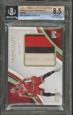 2016-17 Immaculate Derrick Rose Christmas Day Game-Worn Patch /15 BGS 9 - Image 1 of 2
