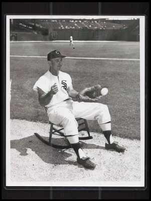 Vintage 1930s Luke Appling Type 1 Photo 8x10 Sitting in Rocking Chair on Field - Image 1 of 2