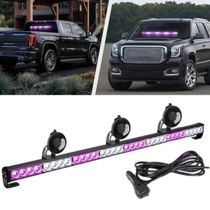 36" LED Emergency Windshield Strobe Light Bar Warning Flash Lamp Purple White - Picture 1 of 12
