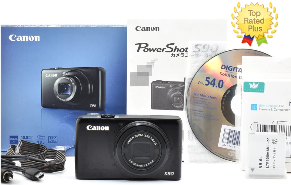 🎦 [Exc+5] Cámara digital compacta Canon PowerShot S90 negra 10,0 MP 3,8x JAPÓN Foto 1 de 4