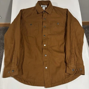 Duluth Trading Jacket Mens Small Fire Hose Lined Snap Canvas Shirt Workwear - Picture 1 of 10