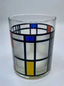 Museum Of Modern Art MOMA NY Mondrian Frosted Rocks Glass, Made In USA - Picture 1 of 9