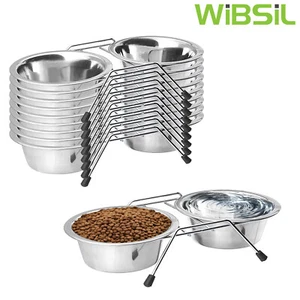 Wibsil 1 Pint Double Diner Wireframe With Stainless Steel Bowls 10 Sets Combo - Picture 1 of 5