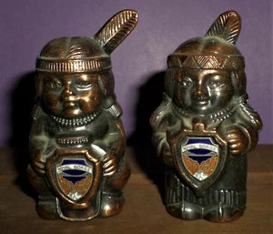 Vintage Metal Native American Indian Salt & Pepper Shakers Royal Gorge Nice - Picture 1 of 5