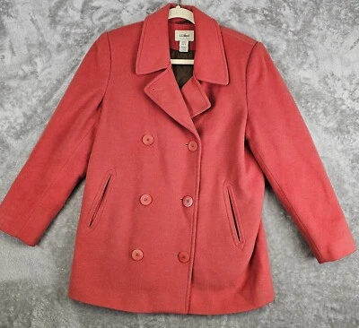 LL Bean Womens Wool Cashmere Blend Jacket Coat Sz 12P Thinsulate Peacoat Coral - Image 1 of 4