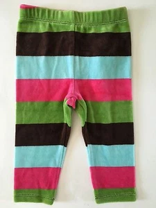 NWT BABY GAP BABYGAP VELOUR STRIPED PANTS GIRLS 12-18 MONTHS SOFT BEAR LOGO BACK - Imagen 1 de 3