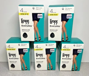 20 Pair NIB New Leggs Everyday Regular Pantyhose Size Q Off Black Sheer Toe (E4) - Picture 1 of 5