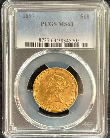 1897 PCGS CERTIFIED MS 63 $10 GOLD LIBERTY Cover