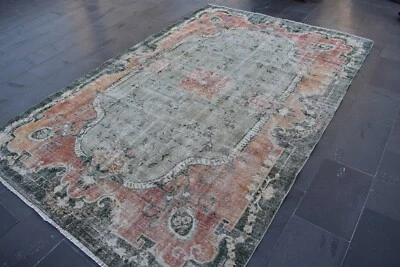 Alfombra de área vintage, alfombra turca, alfombra para el hogar, alfombra hecha a mano, 6,7 x 10,2 pies TV5495 Foto 1 de 4