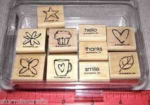 Coffee Cup Cupcake Rubber Stamp Set Butterfly Thanks by Stampin Up Bitty Basics - Picture 1 of 8