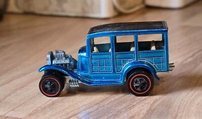 1968 HOT WHEELS MATTEL REDLINE DIECAST TOY CAR FORD WOODY LIGHT BLUE USA - Image 1 of 4