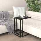 Stylish Black Marble Computer Side Table With Tempered Glass - Sturdy And Easy T