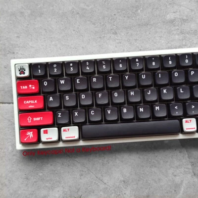 Black Red Transparent Keycap set PBT Dyesub for Cherry MX Mechanical Keyboards - Image 1 of 4